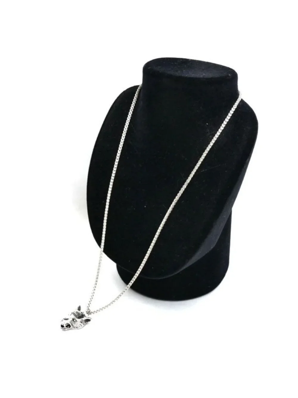 Gucci 925 Sterling Silver Anga Forest Wolf Head Necklace 50.5 56